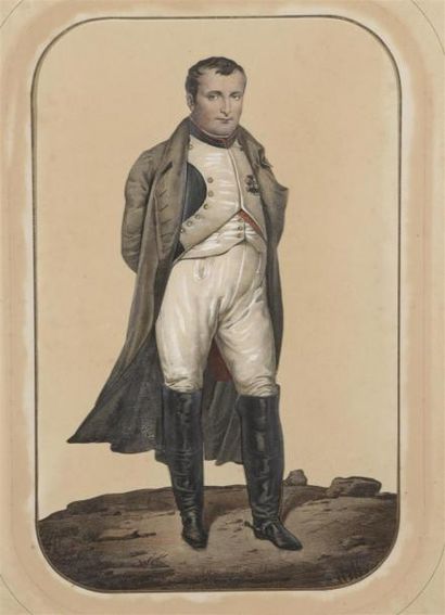 null Portrait en pied de Napoléon, fin XIXe siècle
Lithographie découpée et gaufrée,...