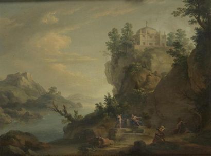 null Attribué à Jean-Jacques F. LE BARBIER (1738-1826)
Paysage avec Neptune, Zéphire...