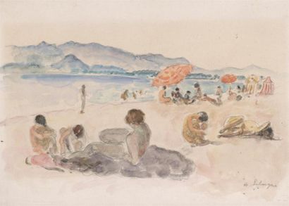 Henri LEBASQUE (1865-1937) Femmes à la plage...