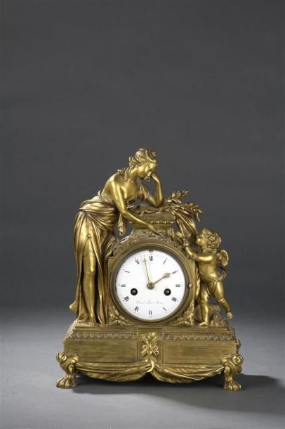 null Pendule par Duvivier à Rouen d'époque Louis XVI
En bronze ciselé et doré. Représentant...