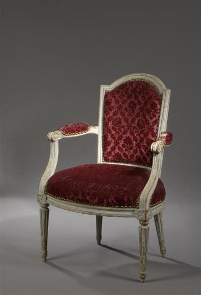 null Suite de quatre fauteuils estampillée JB BOULARD d'époque Louis XVI provenant...