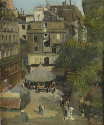 Eugène OLIVARI (XIXe-XXe siècle)
Vue de Paris
Huile...