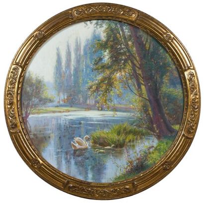 null Jules GIRARDET (1856-?)
Cygnes sur un étang, Biquette dans un pré
Paire de gouaches.
L'une...