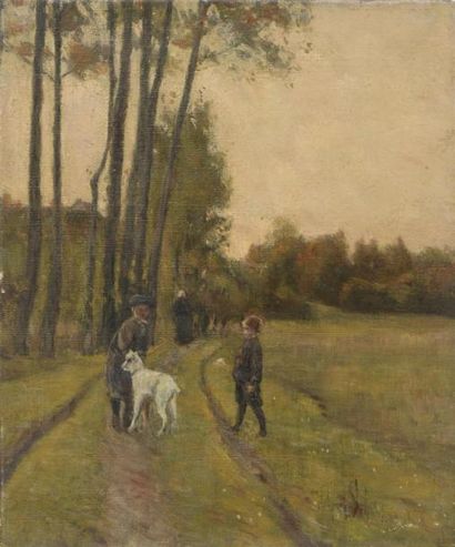 null Emile BARAU
Les enfants et le chien
Huile sur toile signée en bas à droite.
45...