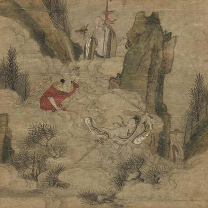 null Deux peintures à l'encre et couleurs sur papier
Chine, fin du XIXe siècle
Représentant...