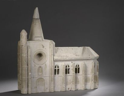 null Maquette d'église en pierre calcaire, Ile de France, XIXe siècle
Probablement...