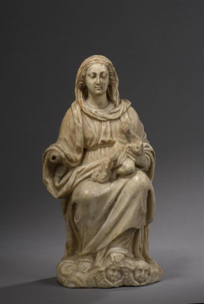 null Vierge à l'Enfant en marbre sculpté en rondebosse, seconde moitié du XVIe siècle
Assise,...