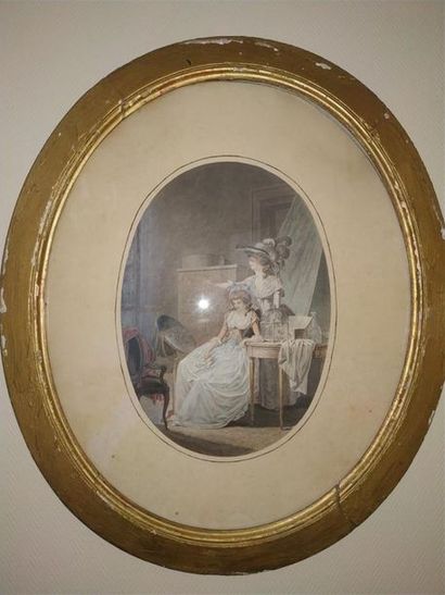 null Ecole française du XVIIIe siècle
Deux jeunes filles dans leur chambre
Aquarelle
35,5...