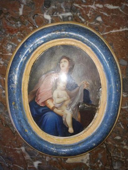 null Ecole française vers 1850
Vierge à l'enfant
Gouache 
17 x 13 cm