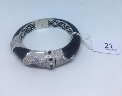 Bracelet jonc, articulé, en or gris 18K (750...