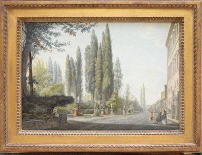 null Attribué à Louis Rodolphe Abraham DUCROS (1748-1810)
Vue des jardins et de la...