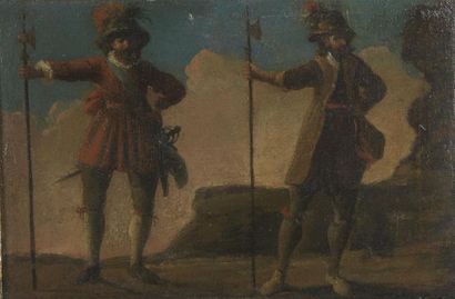 null École italienne du XVIIIe siècle
Études de militaires
Suite de huit toiles.
21,5...