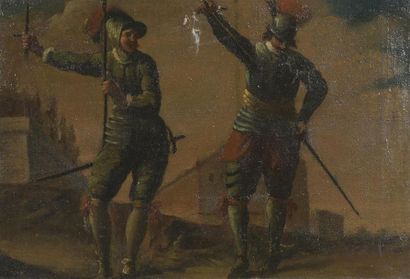 null École italienne du XVIIIe siècle
Études de militaires
Suite de huit toiles.
21,5...