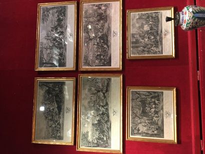 null D'après Le Brun, XVIIIe siècle
Suite de six gravures à décor mythologique représentant...