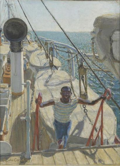 null Raoul du Gardier (1871-1952)
La matelot noir
Huile sur panneau signée en bas...