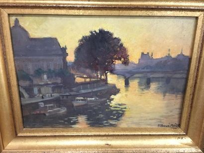 null Jules Hervé MATHÉ (1868-1953) 
Soir sur la Seine prise du Pont Neuf
Huile sur...
