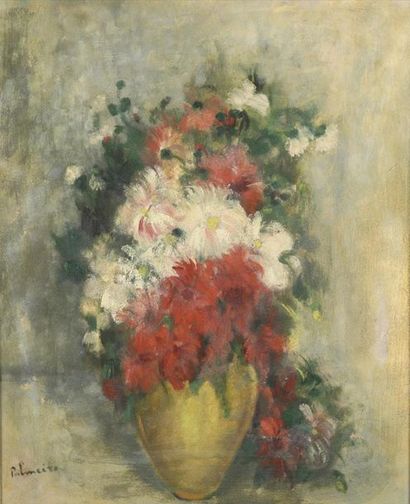 null José Palmeiro 1901 - 1984 
Bouquet de fleurs au vase jaune
huile sur carton...
