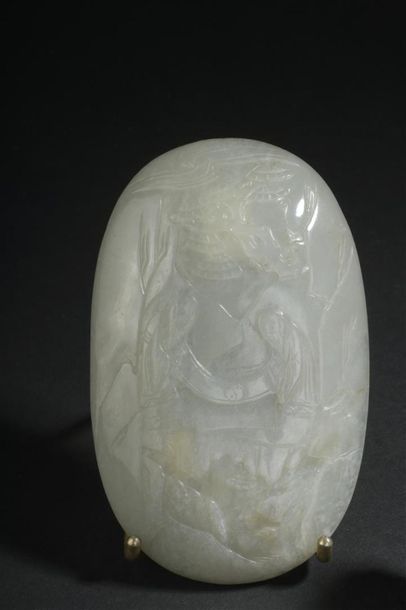 Plaque de sceptre ruyi en jade blanc
Chine,...