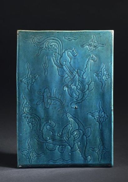 Plaque en porcelaine turquoise
Chine, XVIIe-XVIIIe...