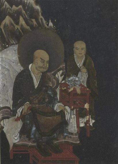 null Cinq petites peintures à l'encre et couleurs sur papier
Japon, fin du XIXe siècle
Représentant...