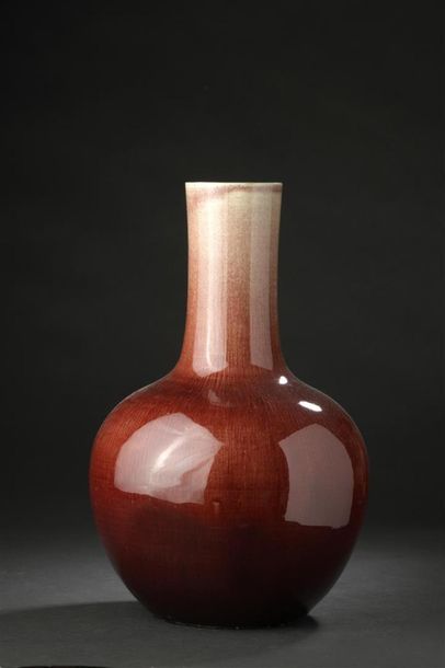 Vase Tianqiuping en porcelaine monochrome...