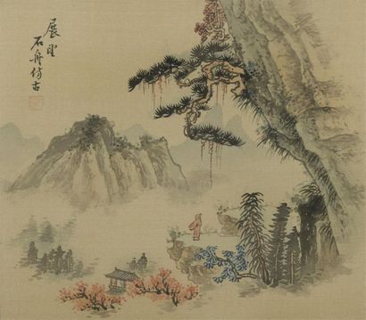 null Deux peintures à l'encre et couleur sur
soie encadrées
Chine, XXe siècle
Représentant...