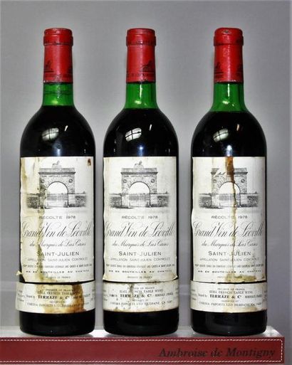 null 3 bouteilles 
CHÂTEAU LÉOVILLE LAS CASES - 2é GCC St. Julien 
1978 
Etiquettes...