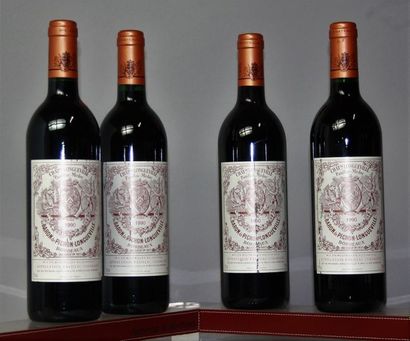 null 4 bouteilles 
CHÂTEAU PICHON BARON LONGUEVILLE - 2é GCC Pauillac 
1990 
Etiquettes...
