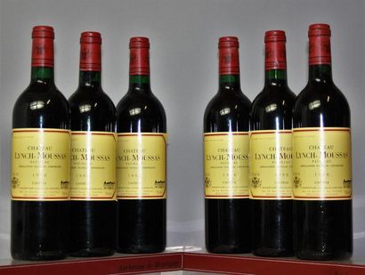 null 6 bouteilles 
CHÂTEAU LYNCH MOUSSAS - Pauillac 
1996 
Une étiquette légèrement...