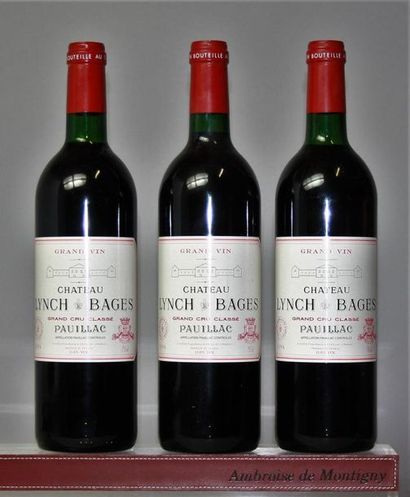 null 3 bouteilles 
CHÂTEAU LYNCH BAGES - 5é GCC Pauillac 
1996 
Un niveau légèrement...