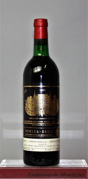 null 1 bouteilles 
CHÂTEAU PALMER 3é GCC - Margaux 
1981
Etiquette import USA. Niveau...