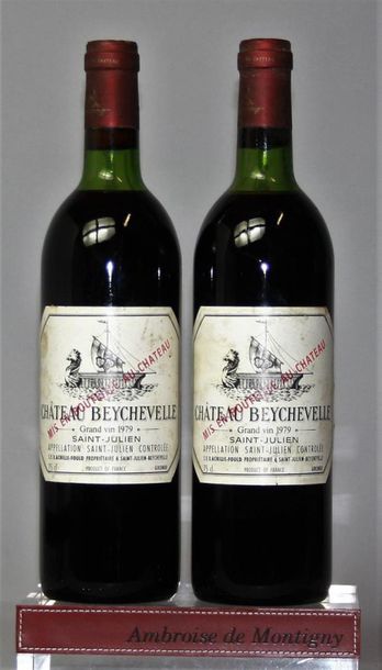 null 2 bouteilles 
CHÂTEAU BEYCHEVELLE - 3é GCC St. Julien 
1979 
Etiquettes légèrement...