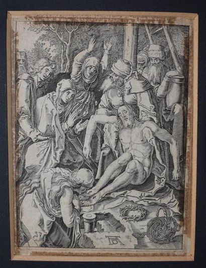 null D'après Albrecht Dürer (1471 - 1528), 
La descente de croix
Epreuve ancienne
14...