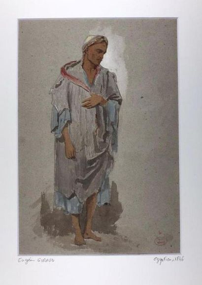 null Eugène Giraud (1806-1881)
Voyageur nu-pieds d'Afrique du Nord, années 1840
Gouache...