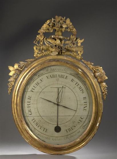 null Baromètre thermomètre selon Réaumur d'époque Louis XVI
De forme ovale, il est...