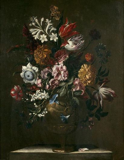 null Attribué à Bartolomé PEREZ
(Madrid vers 1634-1698)
Natures mortes aux bouquets...
