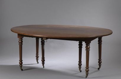 null Table en acajou et placage d'acajou, milieu du XIXe siècle
Elle repose sur six...