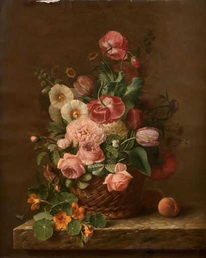 null École lyonnaise vers 1850, entourage de
Jean Pierre Lays
Bouquet de roses et...