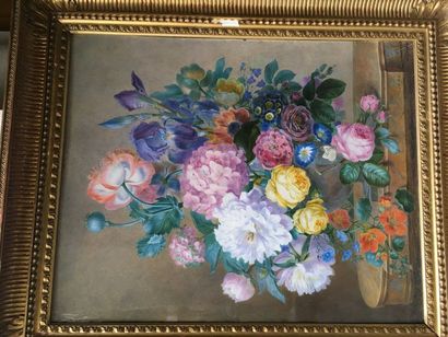 Adèle RICHE (1791-1887) Adèle RICHE (1791-1887) Bouquet de fleurs sur un entablement...
