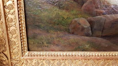  Louise-Joséphine SARAZIN DE BELMONT (1790-1871) Paysage de rivière à Albano Toile....