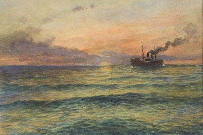 ALBERT BENOIS (1852-1936) Marine Aquarelle...