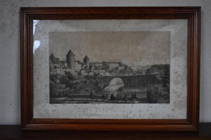null D'après Eugène NESLE (1822 1871) vues de Semur, deux gravures.
32 x 50 cm (à...
