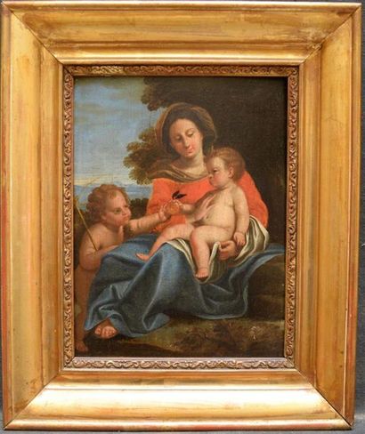 null École FRANCAISE du XVIIIe siècle, suiveur de Nicolas POUSSIN
La Vierge à l'Enfant...