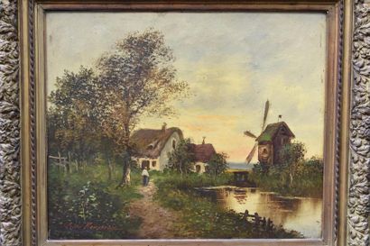 null Adrien ROUSSEAU (1814 - 1851)
Promenade en sous bois et Paysage à l'étang et...
