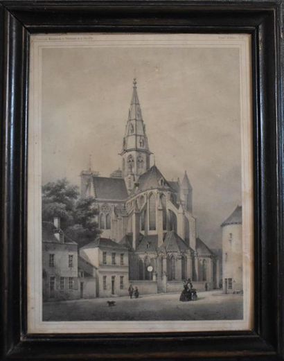 null D'après Eugène NESLE (1822 - 1871)
Vue du chevet de la Collégiale Notre-Dame...