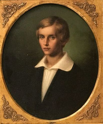 null École FRANCAISE du XIXème siècle Portrait d’un Jeune homme blond Huile sur toile...