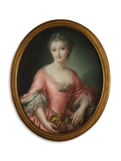 null Ecole FRANCAISE du XIXème dans le gout du XVIIIème siècle Portrait de femme...