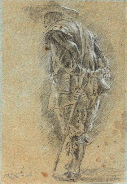MIEL Jan (Beveren vers 1599 - Turin 1663) Un soldat les mains dans le dos Pierre...