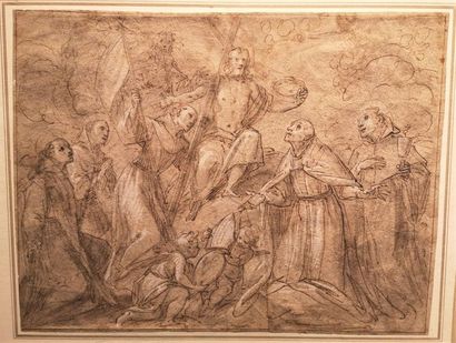 null Pompeo GHITTI 
(Marone 1631 - Bescia 1703)
Le Christ et Dieu le Père bénissant...