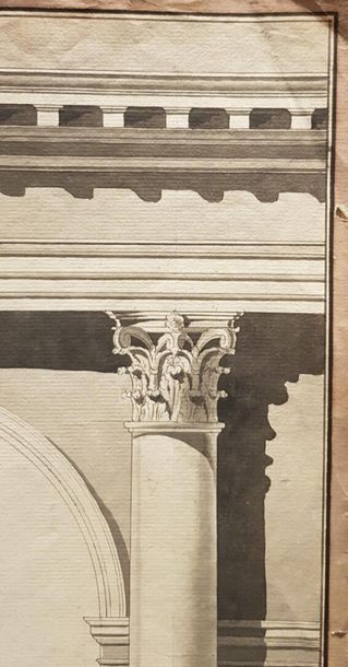 null Ecole FRANCAISE du XVIIIème siècle
Deux études d'attiques à colonnes
Deux dessins,...